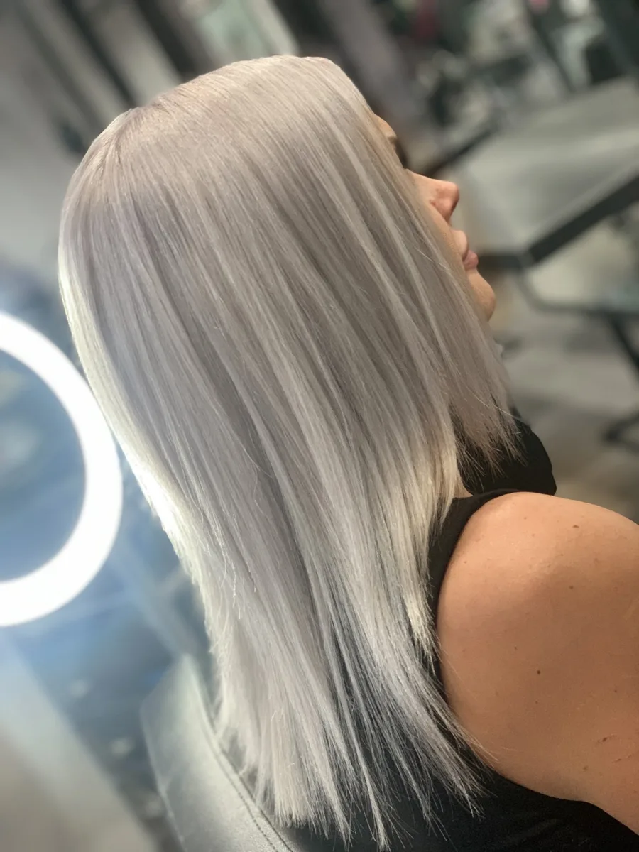 Icy silver blonde hair